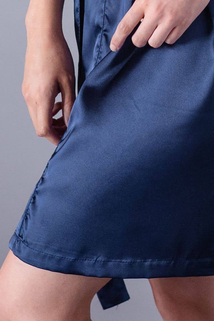 GiftsbyPR - Wholesale Robe - Women's - Navy Blue Silk Satin Robes, Custom Navy Satin Wedding Robes6