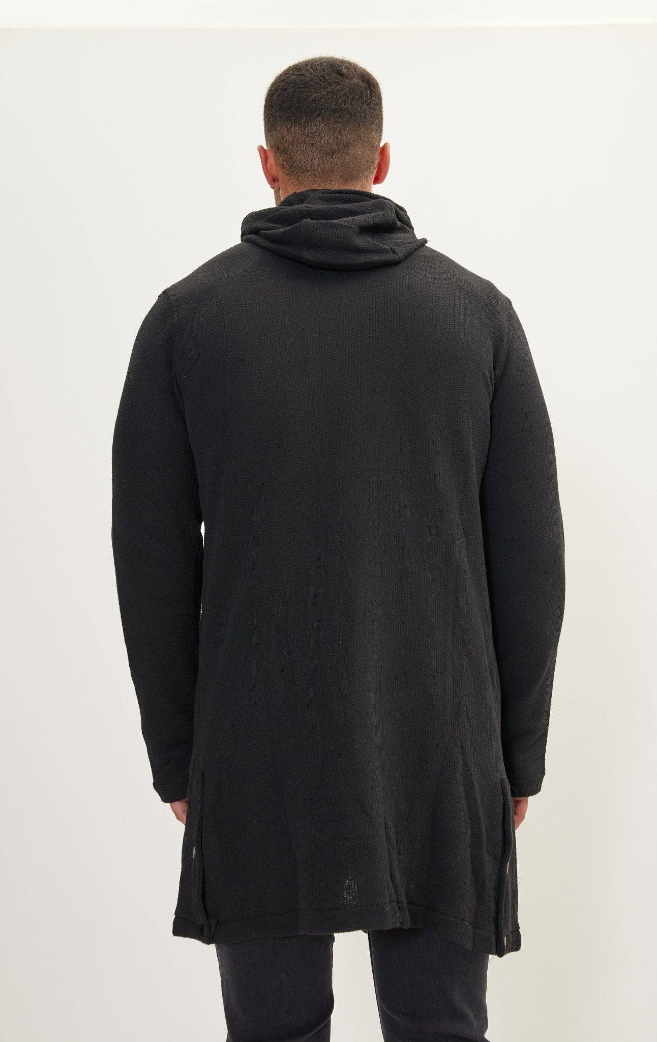 ZWART Asymmetrisch vest voor heren, ritssluiting met capuchon, zwart voor groothandel op Faire6