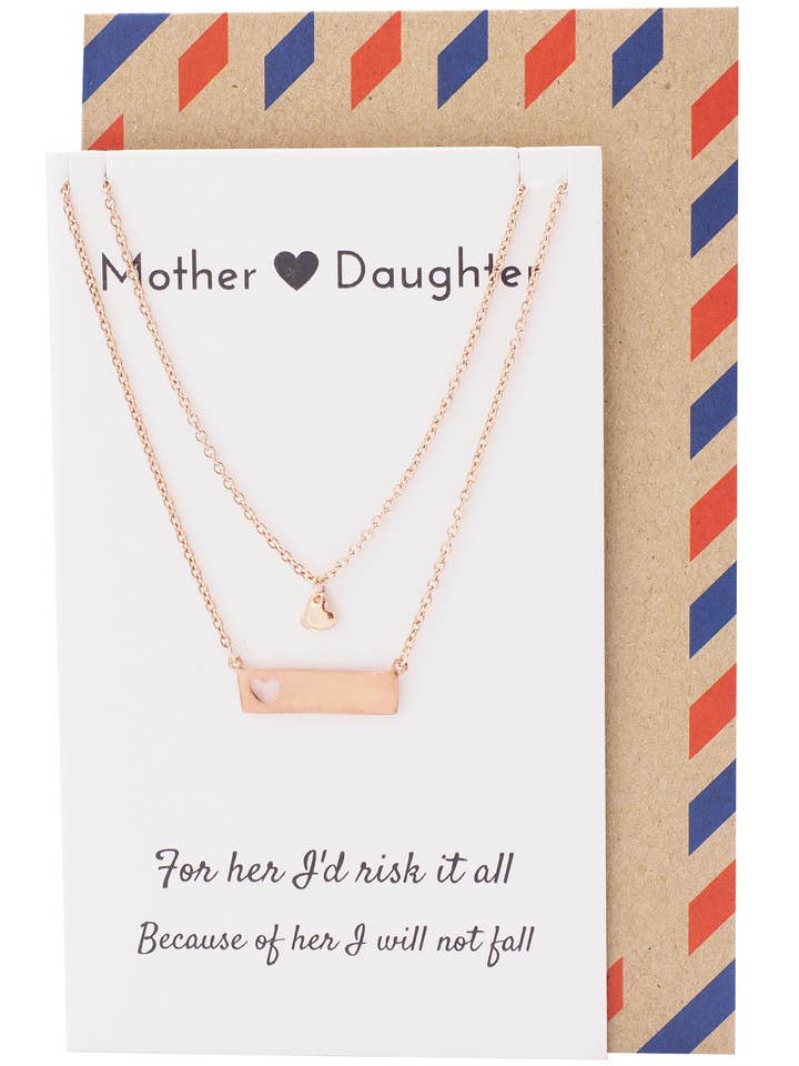 Ensemble de colliers Riva Heart Bar Mère Fille, Cadeaux pour Maman J pour la vente par Quan Jewelry