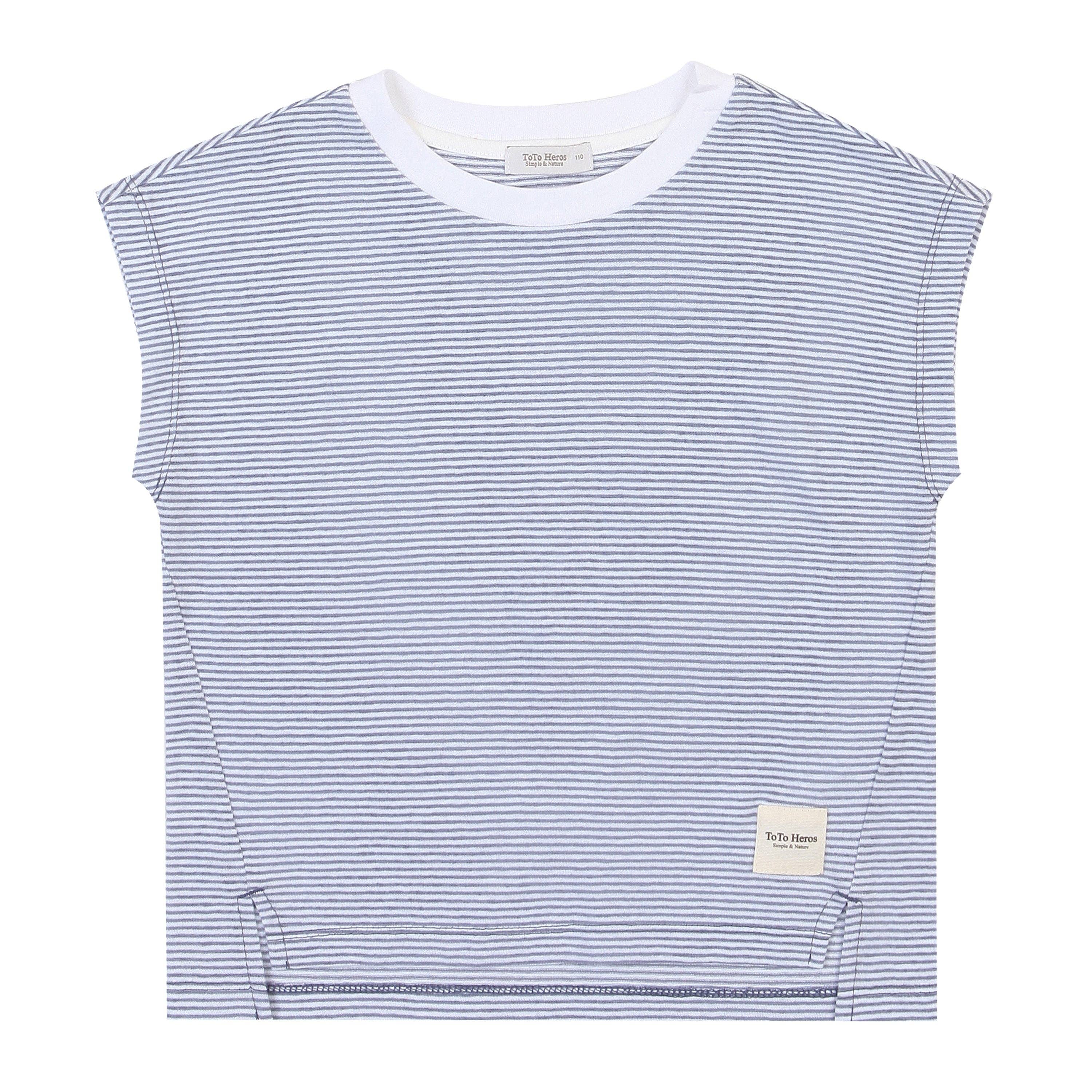 ToTo Heros - Wholesale Top & Short Set - Kids - Davin Striped T-Shirt & Solid Shorts Set2