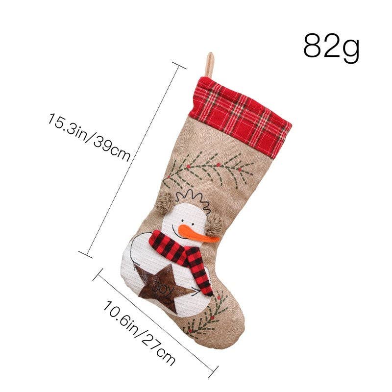 Plush Looks – Großhandel Weihnachtsstrumpf – Große, bestickte Jute-Socke, Geschenktüte, Weihnachtsdekoration8