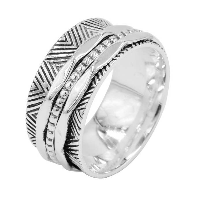 Oxidierter Sterling-Silber-Drehring, Fidget- und Meditationsring für den Großhandel von Jay Jools