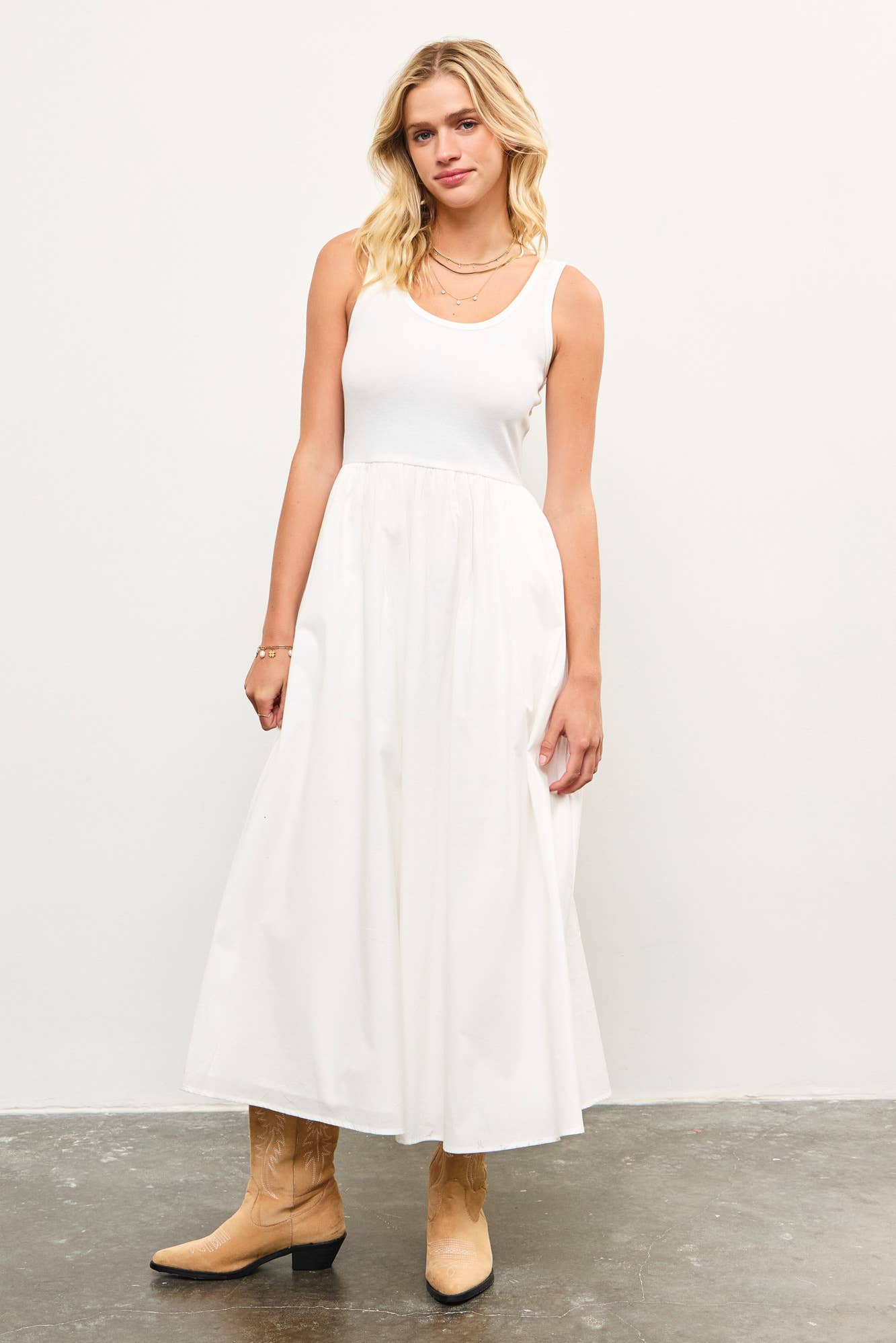 Mustard Seed - Wholesale Dress - Women's - SCOOP NECK SHIRRED WAIST FLARE DRESS1