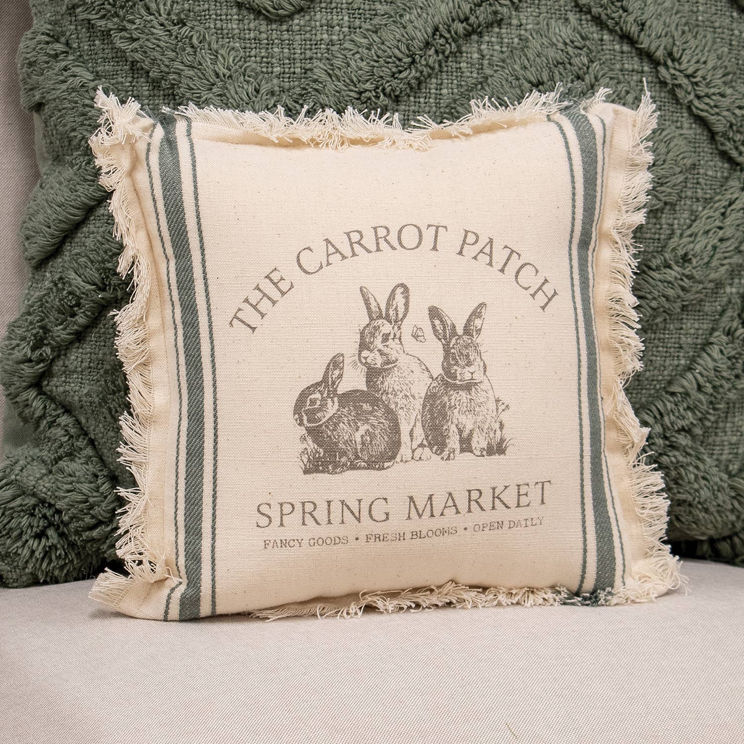 Col House Designs - Wholesale Throw/Decorative Pillow - The Carrot Patch Slate Feed Sack Stripe Pillow - 10"1