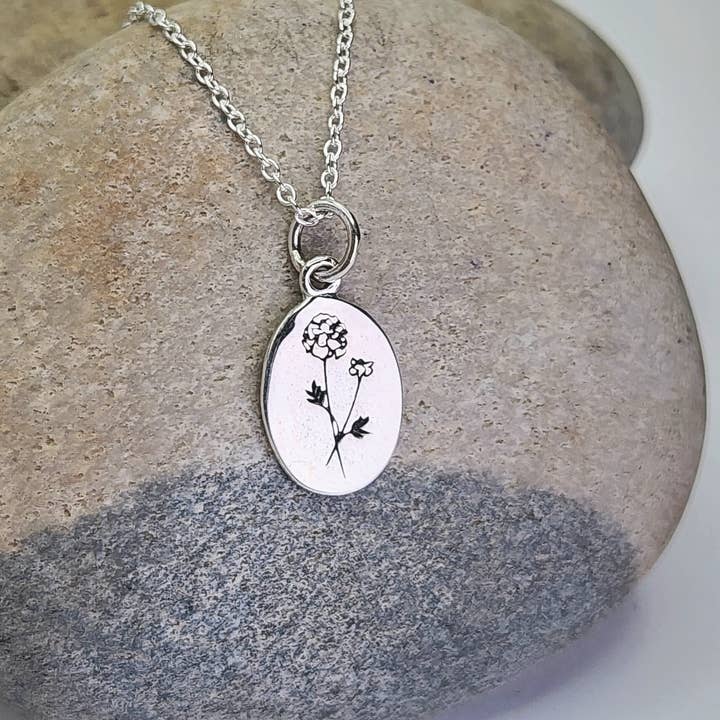 Heart and Lotus Sterling Silver Jewelry - Vente Colliers à pendentif - Collier Fleur de Naissance de Février en Violet + Argent Sterling0