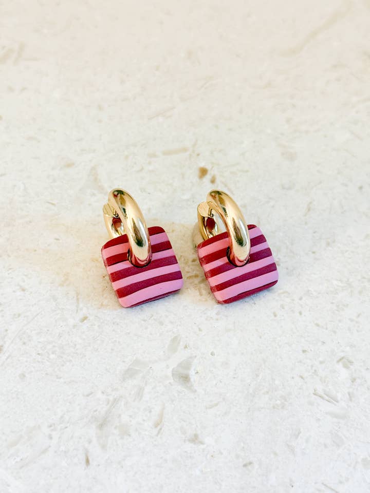 Striped Organic Square Charm for wholesale by Desert Clay Designs