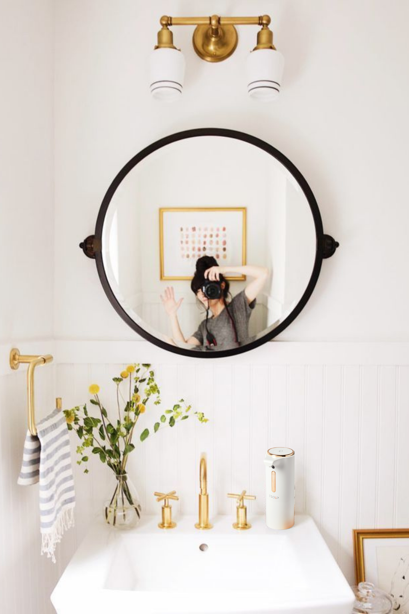 ESOAP - Vente Distributeurs de savon - Distributeur automatique sans contact de savon liquide ESOAP 325 ml, blanc nacré2