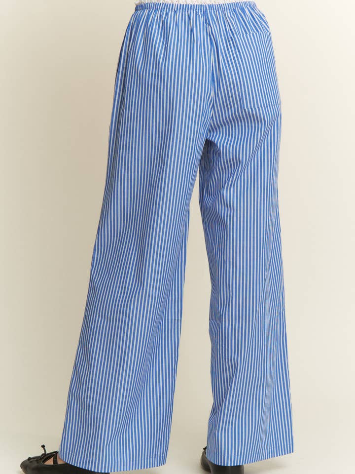 CANDESCENT - Wholesale Pants - Women's - Striped Wide Leg Lounge Pants with Lace Trim (Matching Set)7