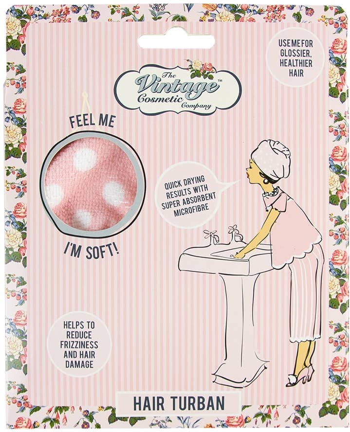 Beauty Pro - Wholesale Hair Towel/Wrap - The Vintage Cosmetic Company Hair Turban Pink Polka Dot1
