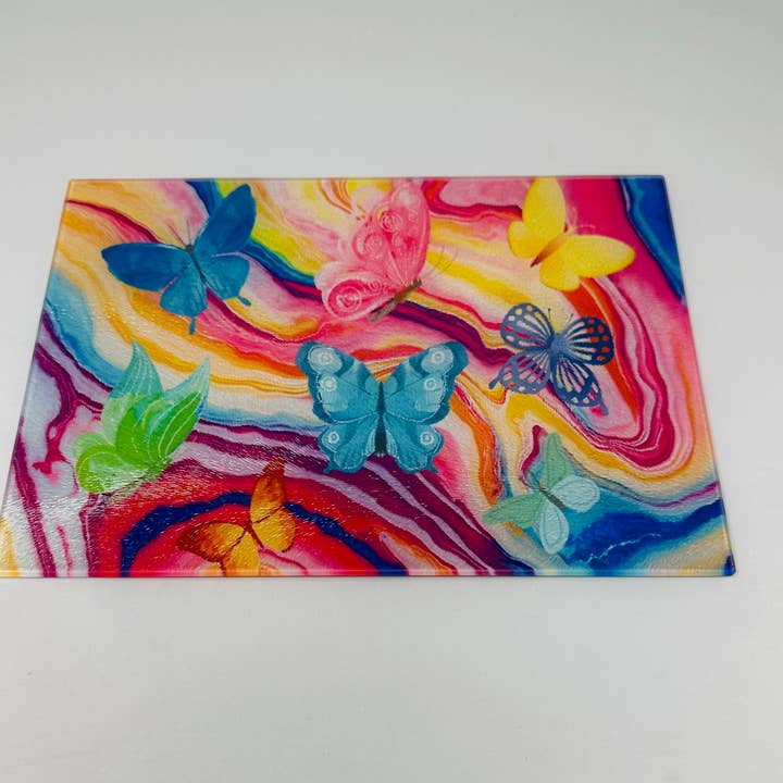 Resinate By KS / by KRISTIN SMITH - Wholesale Cutting Board - Rainbow Agate Butterfly  Cutting BoardÂ
