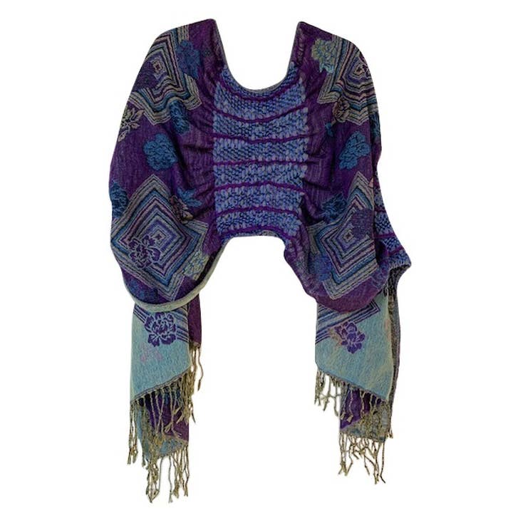 J & X - Vente Écharpe – femme - Châle à Volants en Pashmina (W09LP)