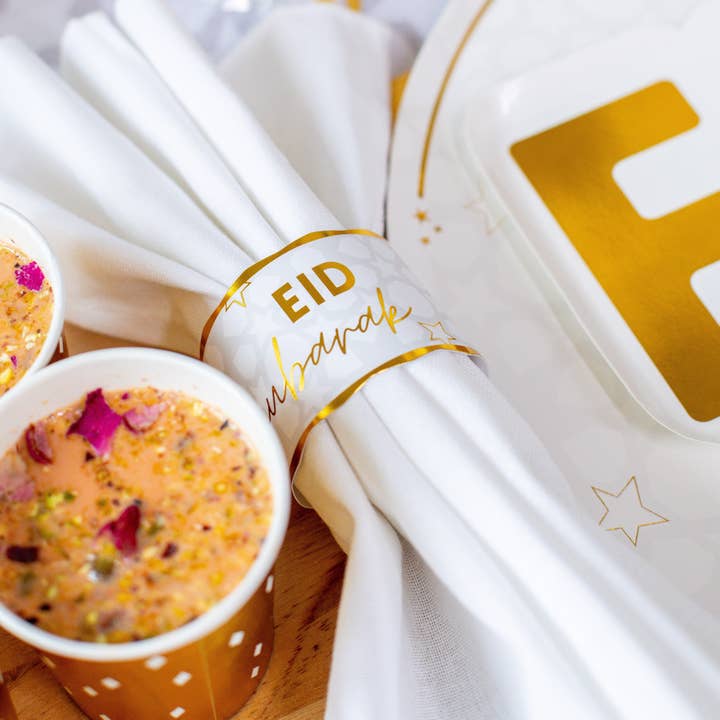 Ronds de serviette en papier « Eid Mubarak » Levant Sky (ensemble de 12) pour la vente par Amasi Decor