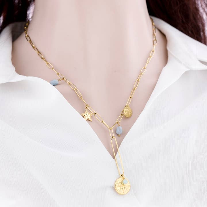 HALSKETTING STALEN HALSKETTING HANGER MEDAILLESTENEN 52CM voor wholesale door Sonata