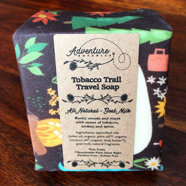 Adventure Botanics - Wholesale Bar Soap - Beeswax Wrapped Big Bar Travel Soap - Tobacco Trail