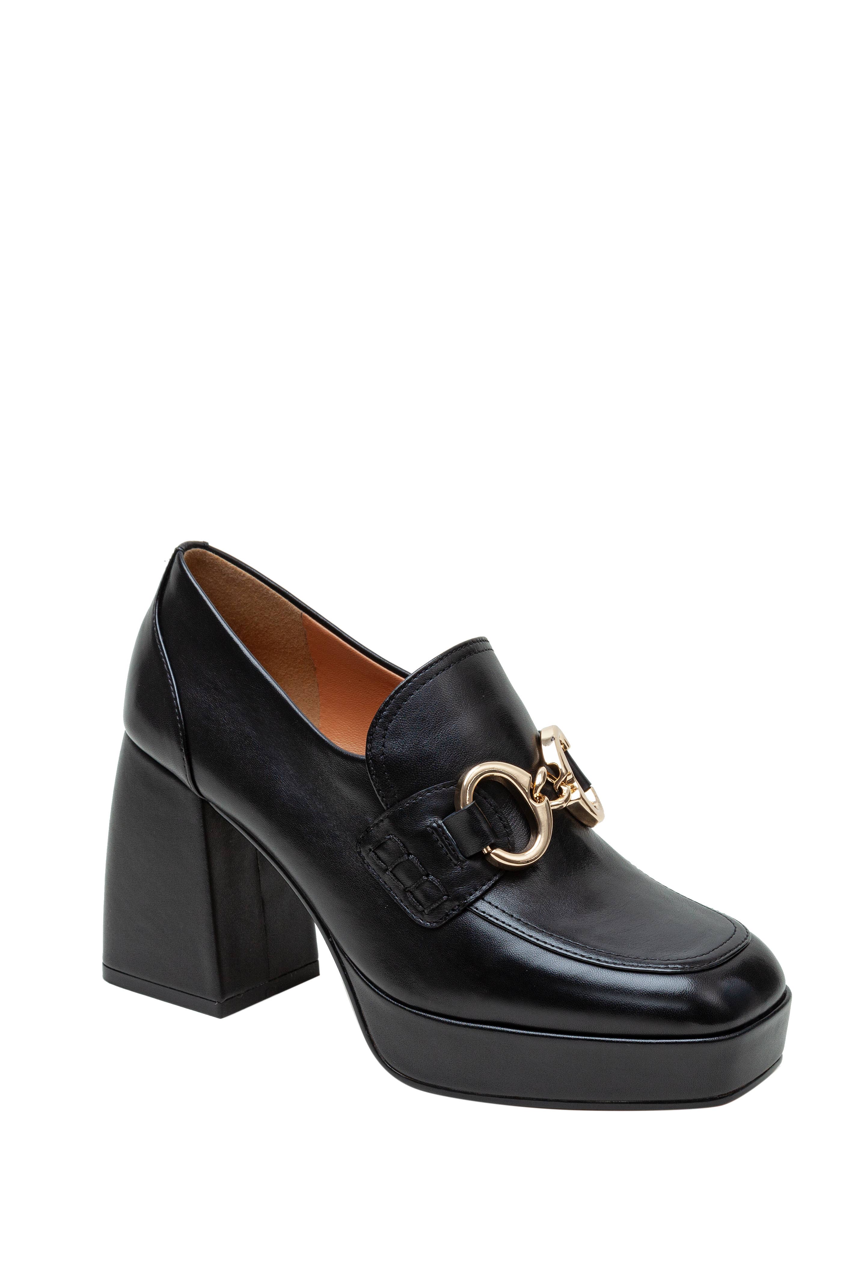 SCHWARZES LEDER NOW Plateau-Loafer mit Blockabsatz für Herren für den Großhandel auf Faire0