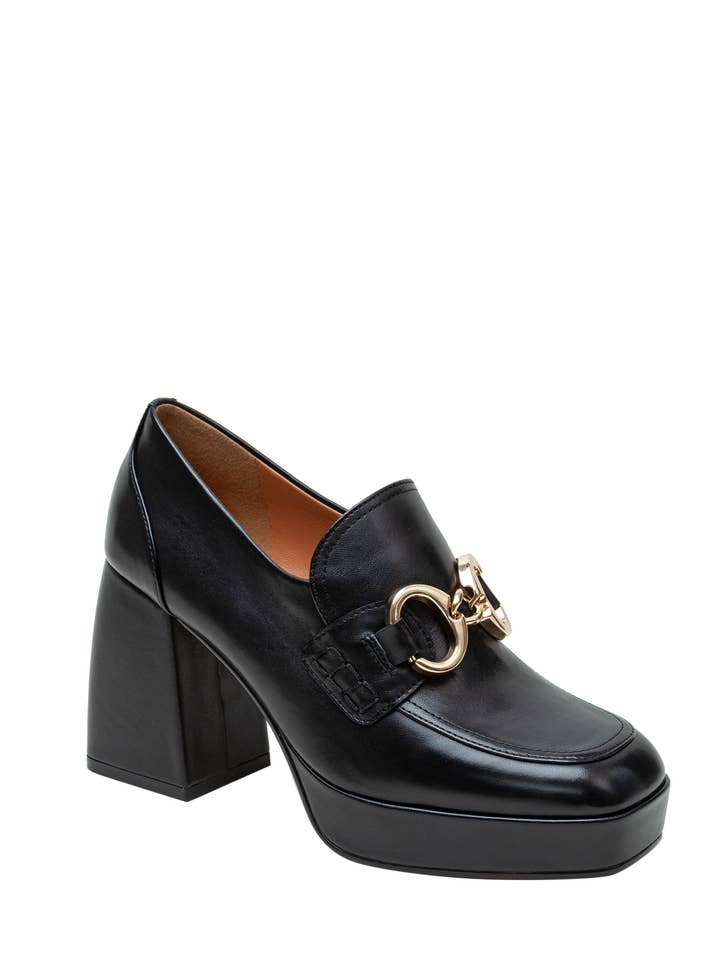 SCHWARZES LEDER NOW Plateau-Loafer mit Blockabsatz für Herren für den Großhandel auf Faire0