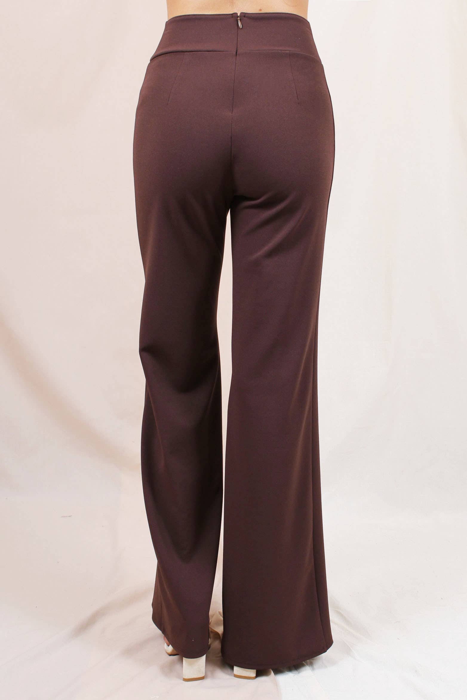 Fore Collection - Wholesale Pants - Women's - DRESSY HIGH WAISTED V CUT PINSTRIPE TROUSERS -PD5710F014