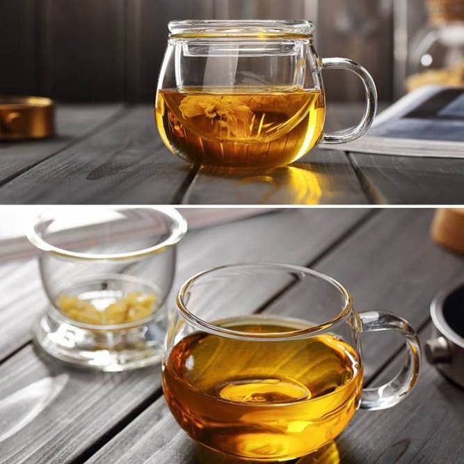 VIGOR - Wholesale Tea Strainer/Infuser - Clear Glass Tea Cup with Infuser and Lid, Borosilicate Large5