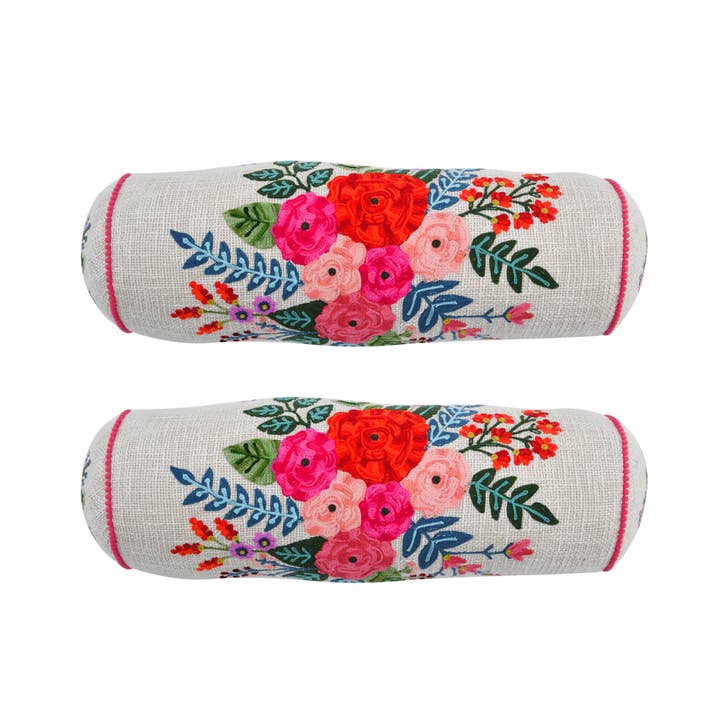 2ABBL23789_IVPK Set/2 GREENHOUSE FLORAL BOLSTER 20x7" for wholesale by Karma Living