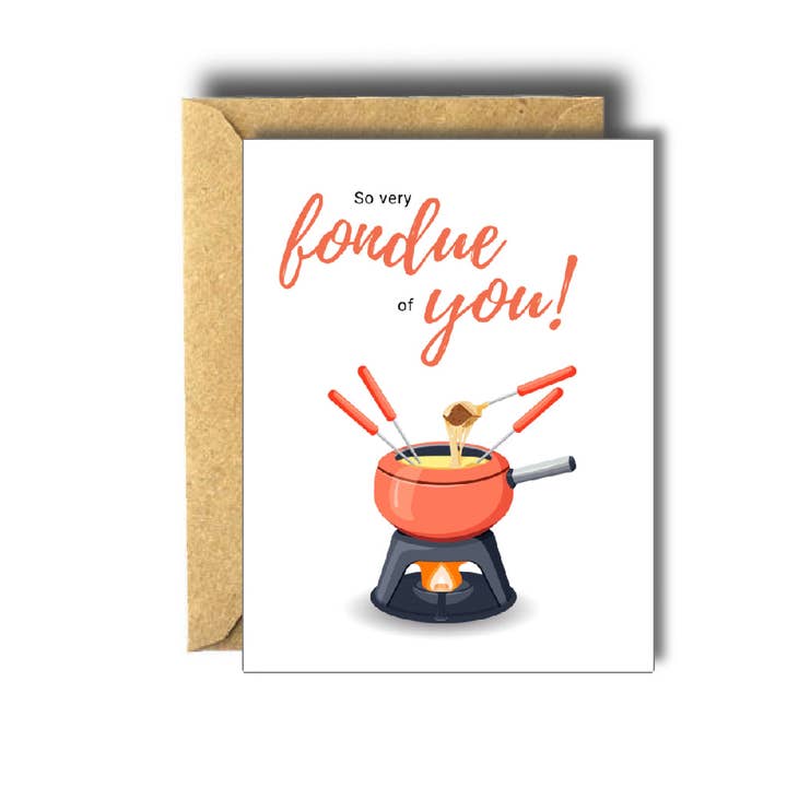 So Very Fondue of You Love Greeting Card for wholesale by Bee Unique