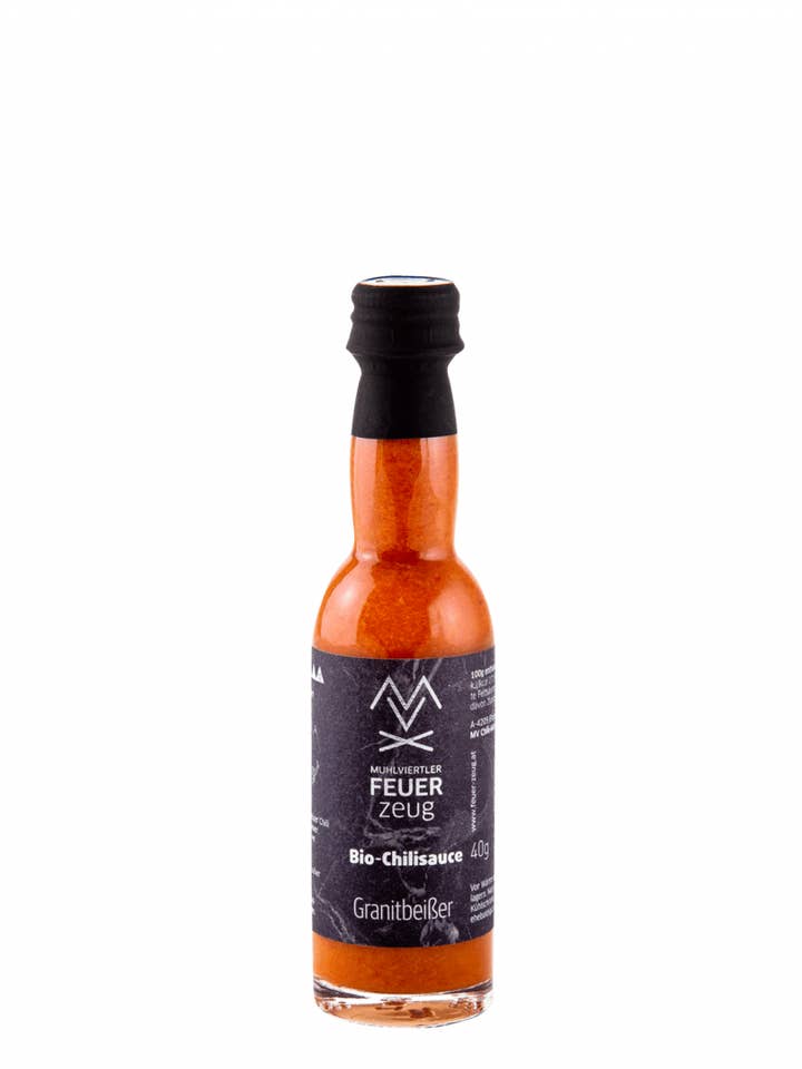 Salsa al peperoncino biologica «Granitbeisser» 40g per la vendita all'ingrosso da parte di MV Chili-Manufaktur GmbH