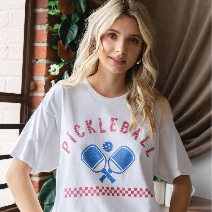 BLUME & CO. - Wholesale Screen Printed T-Shirt - Women's - PICKLEBALL Oversized Graphic Tee