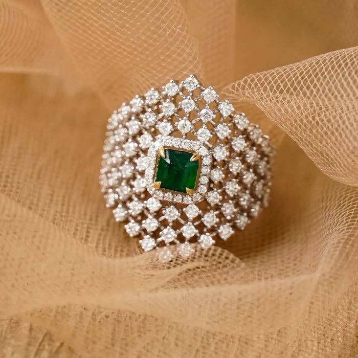 LanLivia – Anel de cocktail/declaração por atacado – Anel Largo de Rede Estrelada Brilhante e Volumosa4