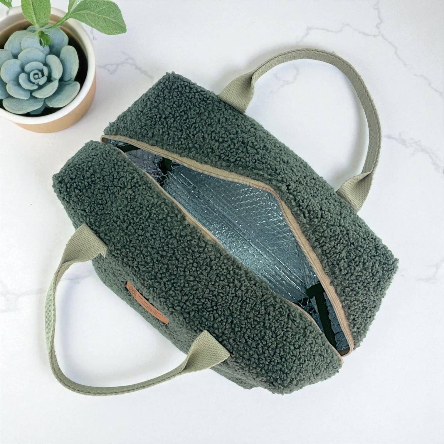 Emmanuel Création – Marmita/lancheira por atacado – Saco isotérmico Ice cube M, "Bouclette" cáqui2