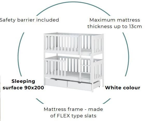 SCANDINAVIAN STORIES by MARTON - Vendita all'ingrosso Letto - Bambini e neonati - Letto a castello Damon / 2 letti singoli 90 x 200 cm con contenitori18