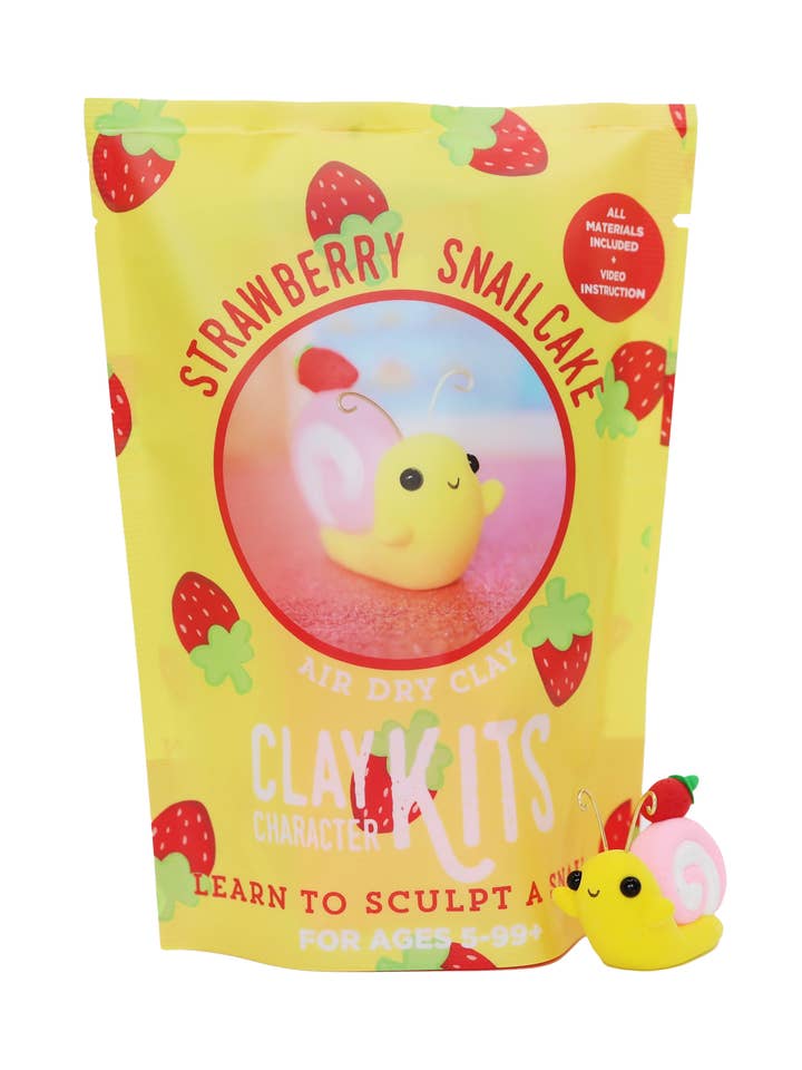 Strawberry Snailcake DIY Clay Kit | Arts & Craft Kit for wholesale by The Make Station | DIY Clay Kits