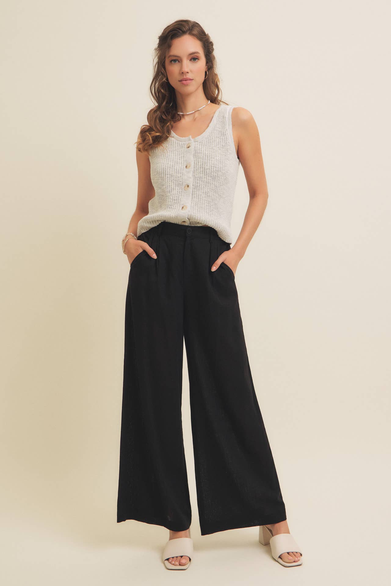 in february - Wholesale Pants - Women's - MINIMALIST MUSE DRAPEY WIDE-LEG LINEN TROUSERS24