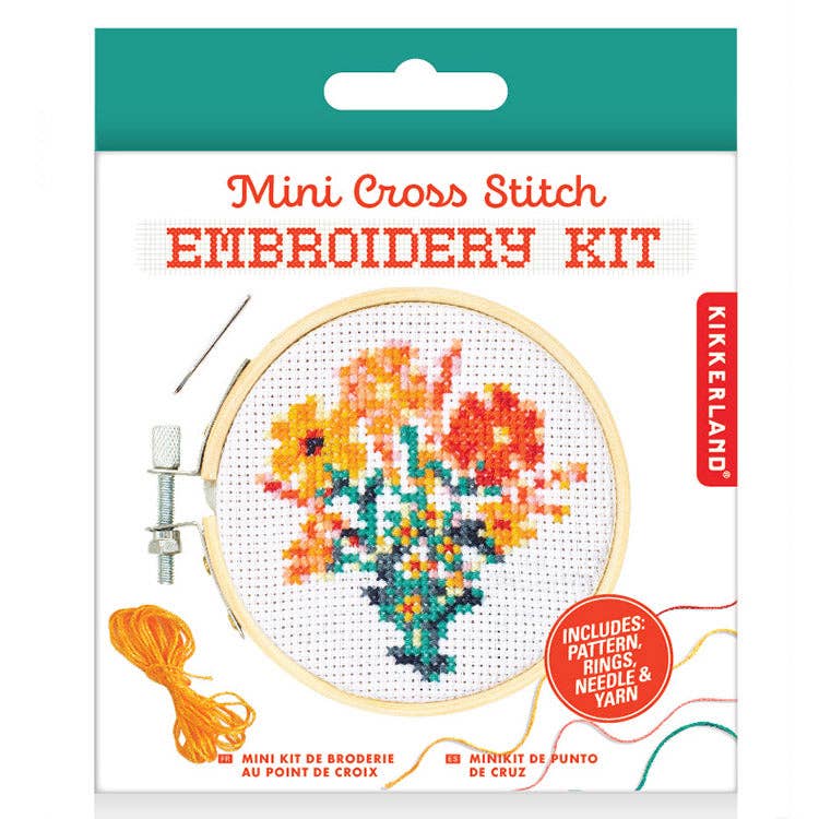 Kikkerland Design Inc - Wholesale Embroidery/Cross Stitch Supplies - MiniCross Stitch Embroidery-Flowers0