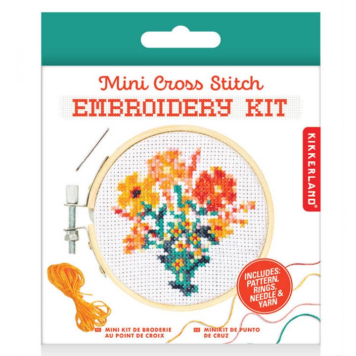 Kikkerland Design Inc - Wholesale Embroidery/Cross Stitch Supplies - MiniCross Stitch Embroidery-Flowers
