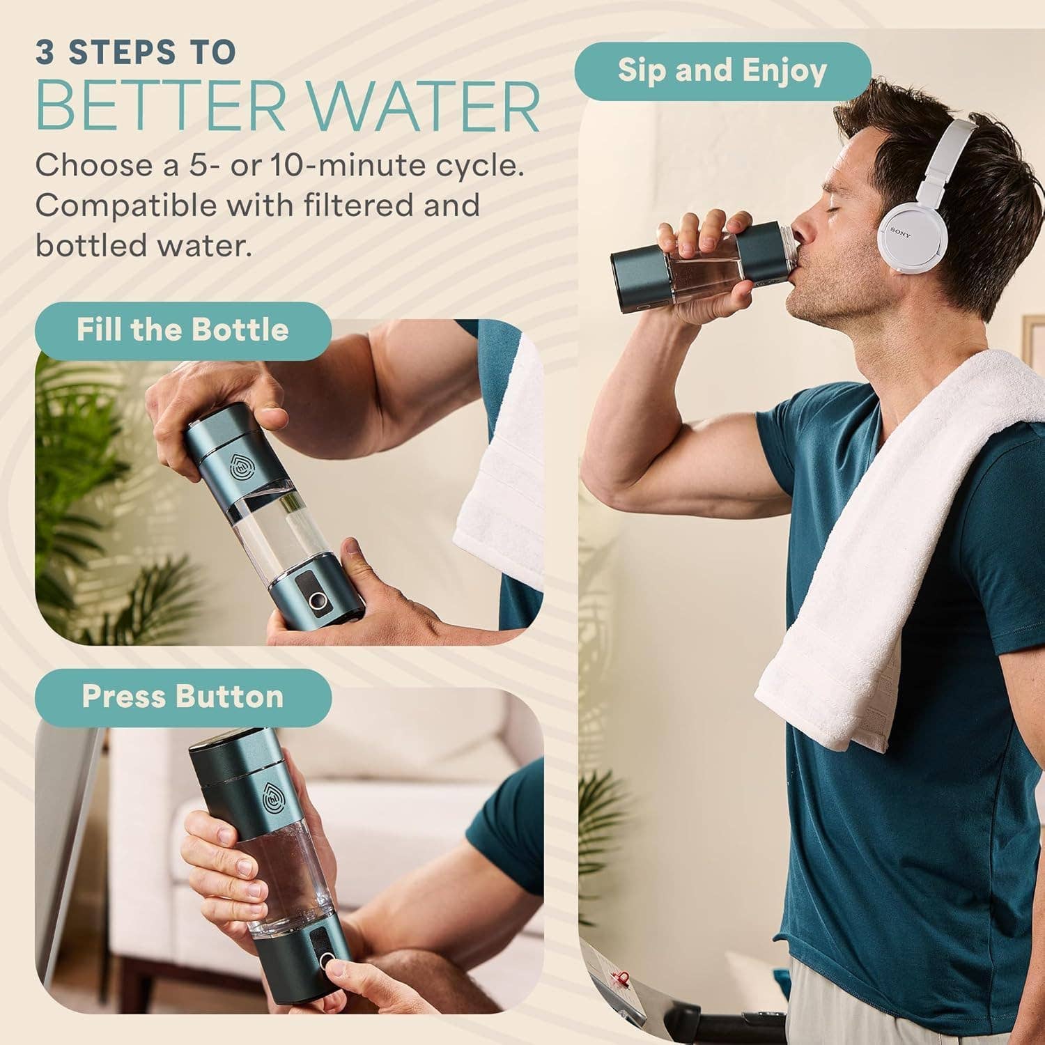 LifePro - Wholesale Water Bottle - Lifepro HydroLife Peak 280ml Hydrogen Water Bottle Generator7