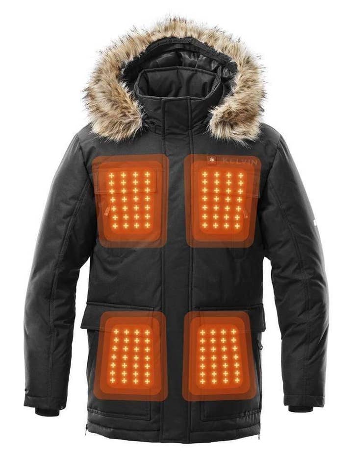 Parka chauffante Howard pour hommes, noire pour la vente par Kelvin Coats