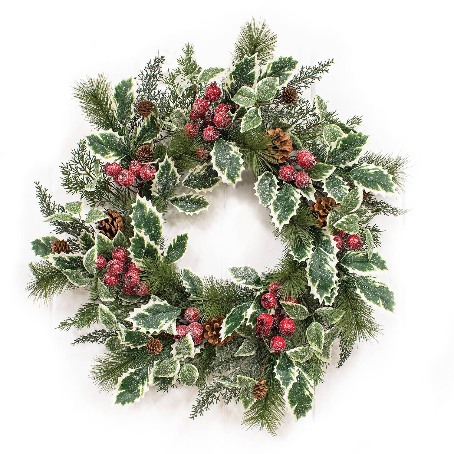 Saybrook Lane - Wholesale Wreath - Icy Winterberry Holly & Pine Wreath, 24"0