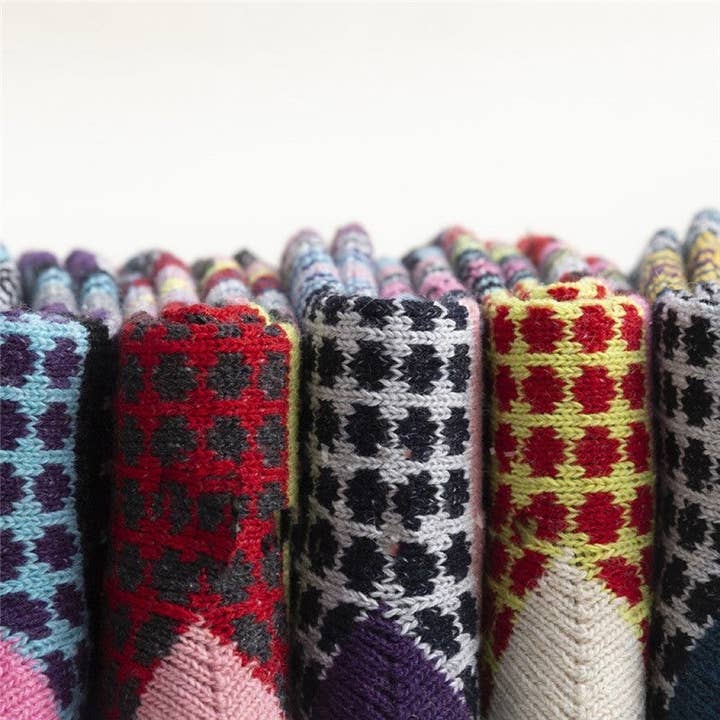 SAME AS THE PICTURE Breathable Casual Thick Print Wool Sock(A Set Of Five Pairs) for wholesale on Faire2