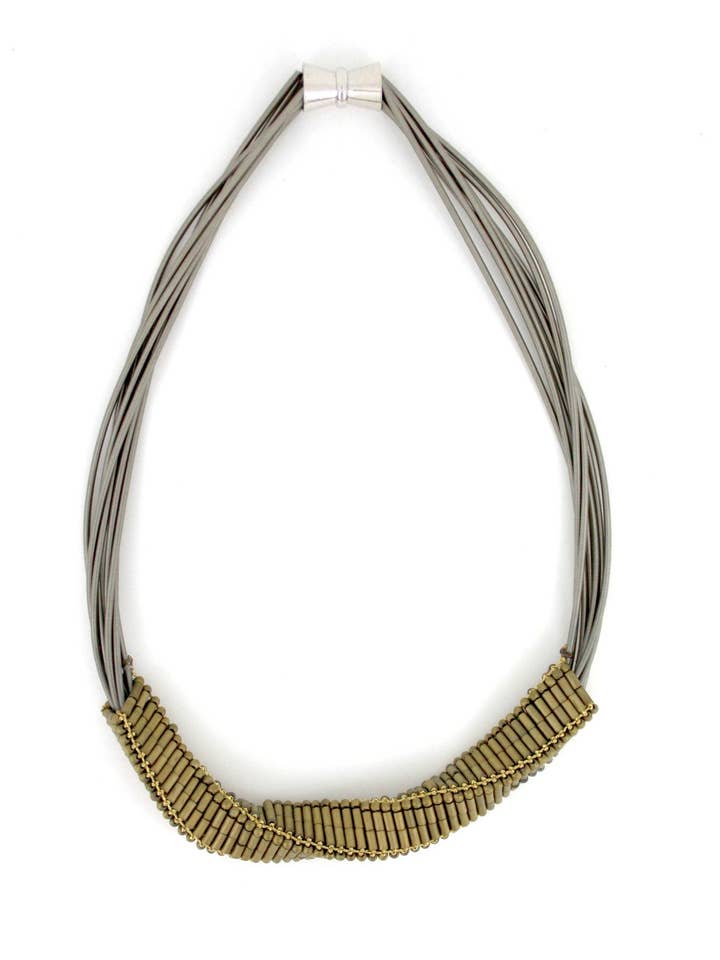 318BR - Short Wire w. Twisted Bronze Hematite Necklace for wholesale by Sea Lily