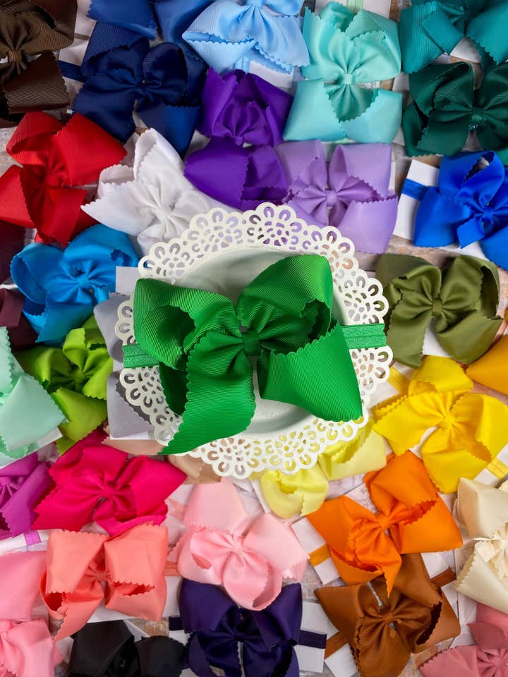 Oversize Scalloped Bow - Headband - 5.5" for wholesale by The Hair Bow Company