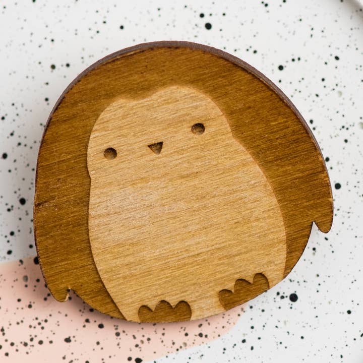 Wooden Penguin Brooch for wholesale by Ginger Pickle