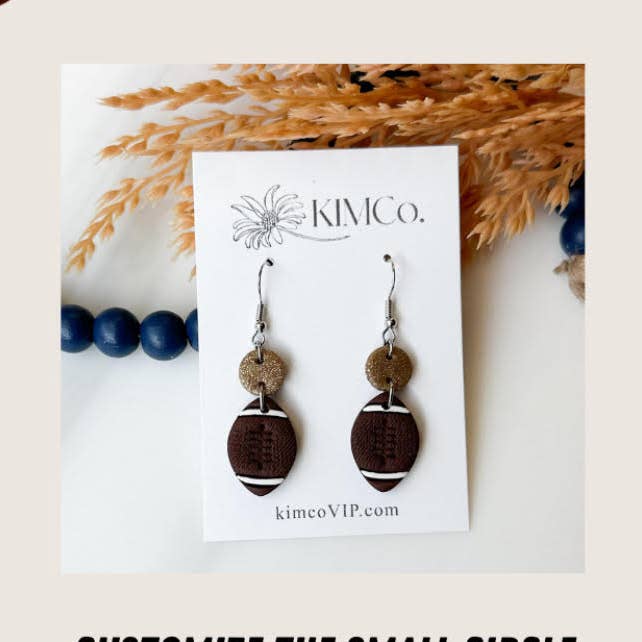Polymer Clay Football Earrings for wholesale by KIMCo.