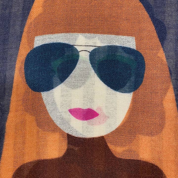 Margolis Pineo Italia - Wholesale Scarf - Women's - NEW! "GIRLS WITH GLASSES" ART SCARF in SOFT WOOL FLEECE17