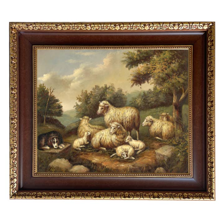 Madison Bay Co. - Historical Home Decor Reproductions - Wholesale Painting/drawing - Sheep in Landscape Framed Painting Print on Canvas83