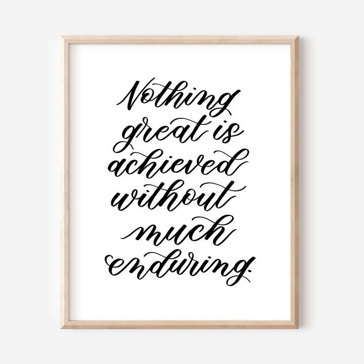 Much Enduring - Catholic Calligraphy Print for wholesale by Abiding Light Designs