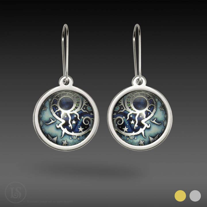 Liz Sabol Jewelry Art - Venta al por mayor Pendientes colgantes - Pendientes Hombre en la Luna