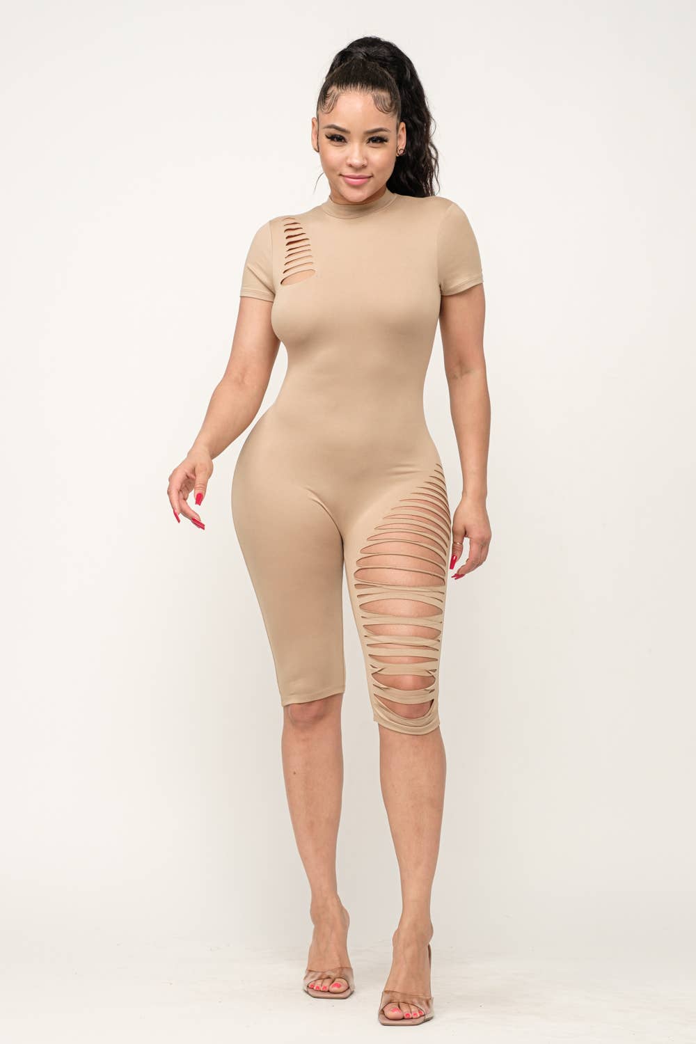 Julia by LoveJ – wholesale Romper – Women's – Shoulder And Bottom Side Laser Cut Back Zipper Romper11