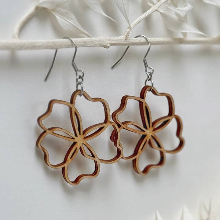 Four Season Bloom | wood flower earrings for wholesale by The Lonely Pine