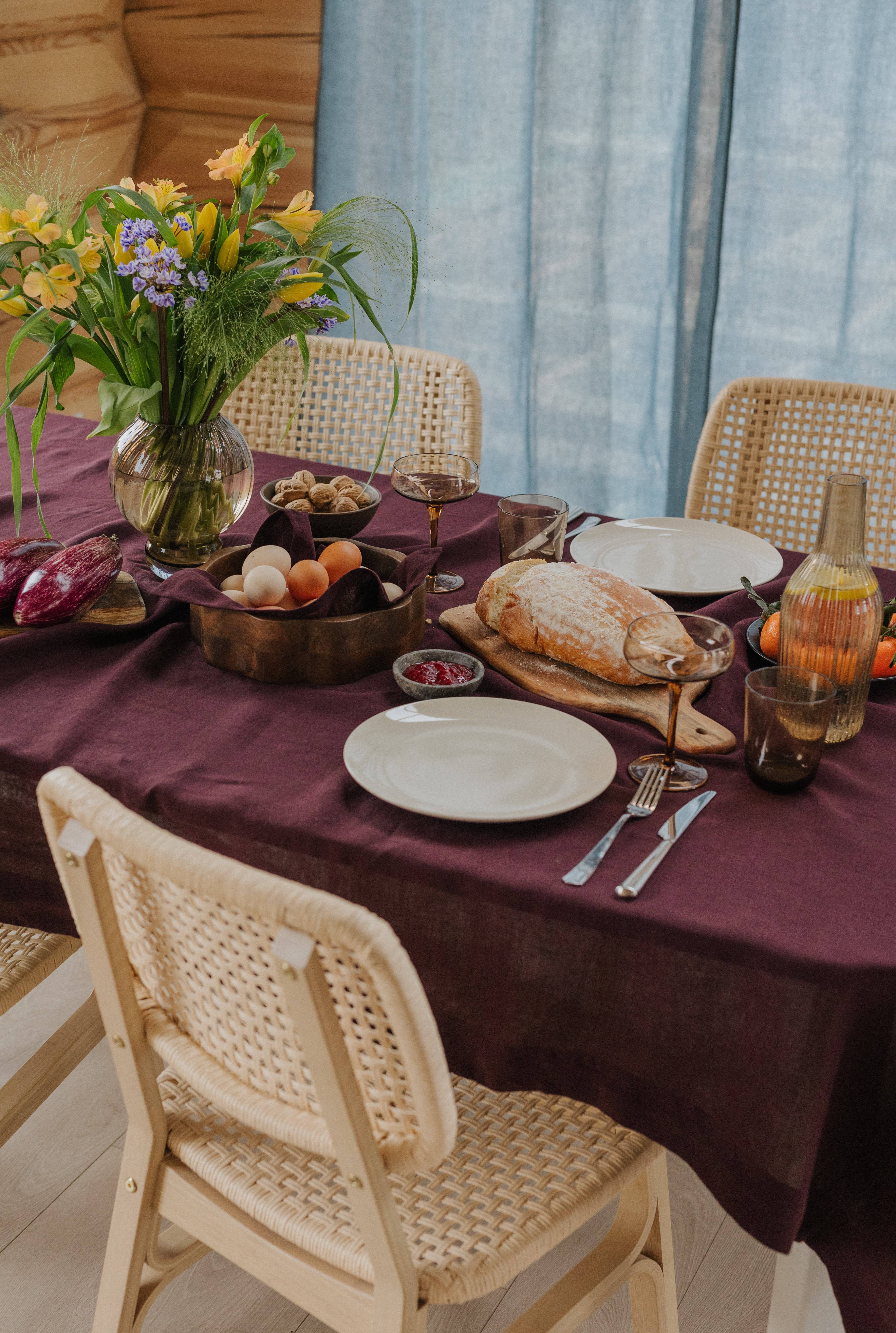 Linen Spells – wholesale Duk – Deep Purple Linne Bordsduk5