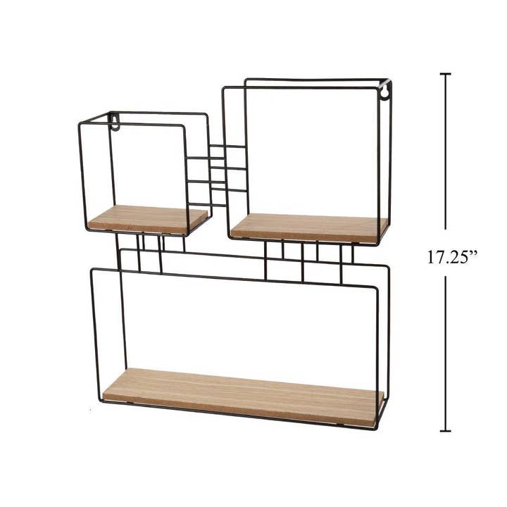 Truu Design - Wholesale Wall Mounted Shelf - Wall Storage Shelf, Squares, Metal/MDF, 16x17.5", bbx