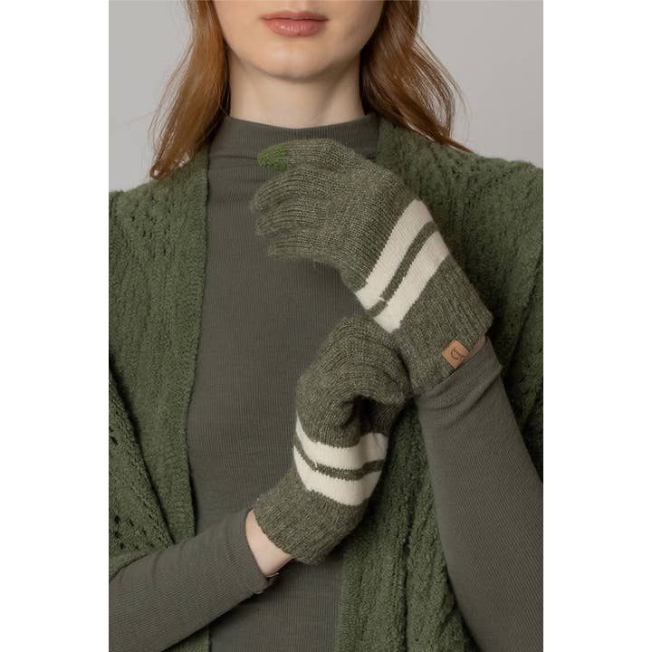 Hana – Engroshandel Handsker - Dame – Super bløde stribede strikkede berøringshandsker5